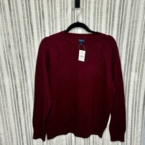 J. Crew Deep Burgundy Crewneck Sweater Lambswool Blend NWT Size L